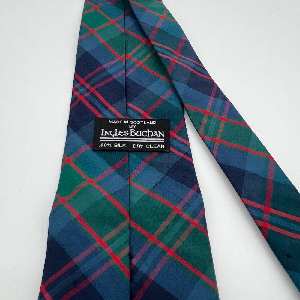 Ingles Buchan of Scotland Mens Silk Tartan Plaid Blue & Green‎ Neck Tie Formal